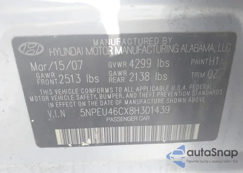 2008 Hyundai Sonata Limited/Se из США, поврежденный, VIN 5NPEU46CX8H301439